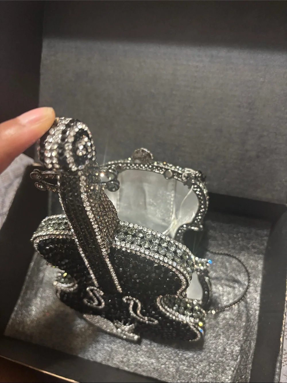 Amazon Black and Silver Rhinestone Violin Clutch